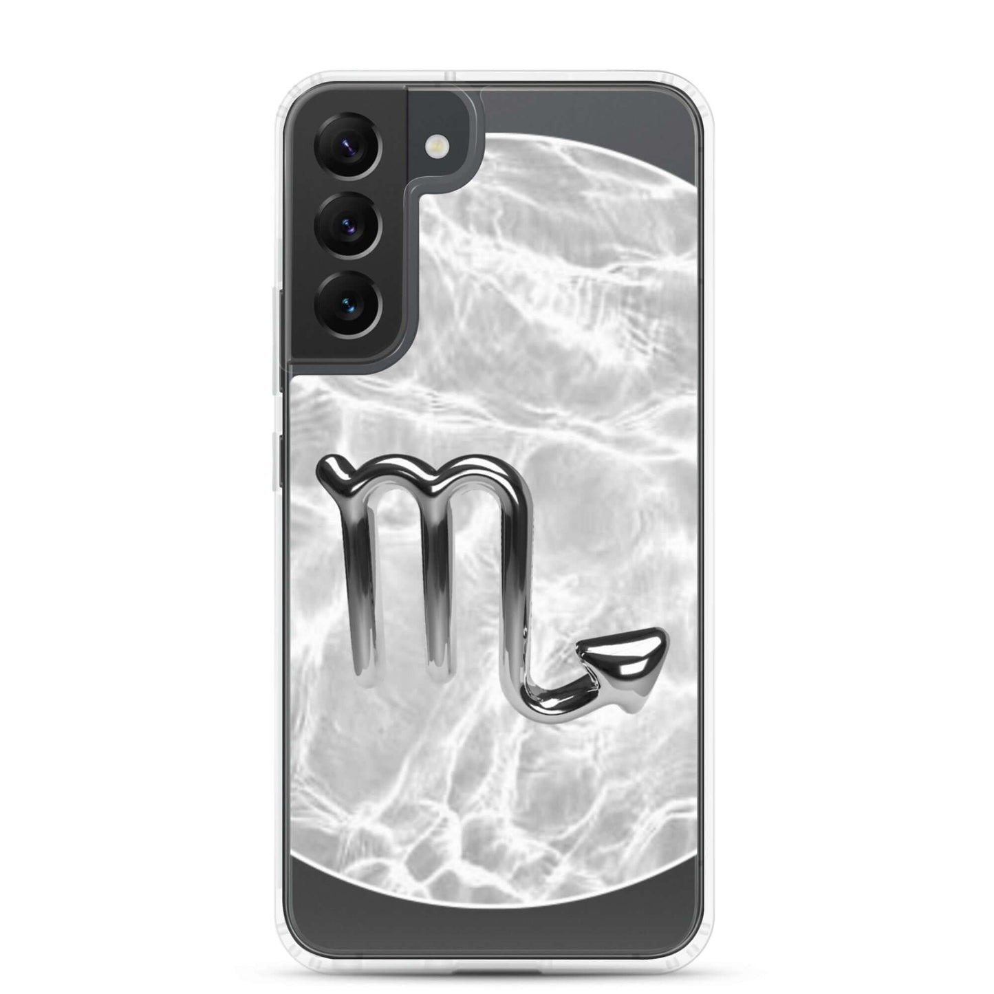 Zodiac Scorpio Samsung phone case with ripple marble design, showcasing scorpion symbol and sleek protection.
