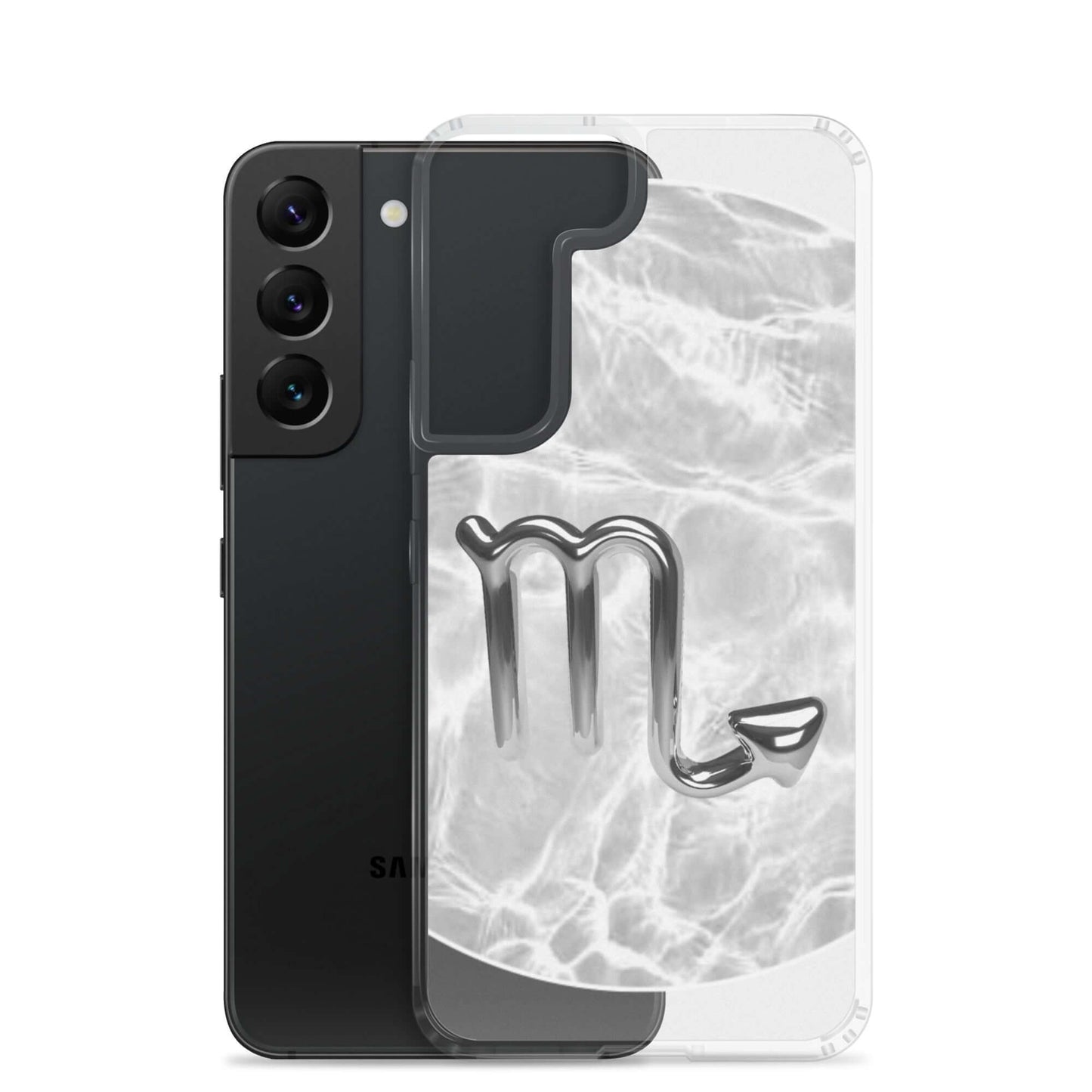 Zodiac Scorpio Samsung Phone Case with Ripple Marble design, showcasing a sleek and protective polycarbonate material.