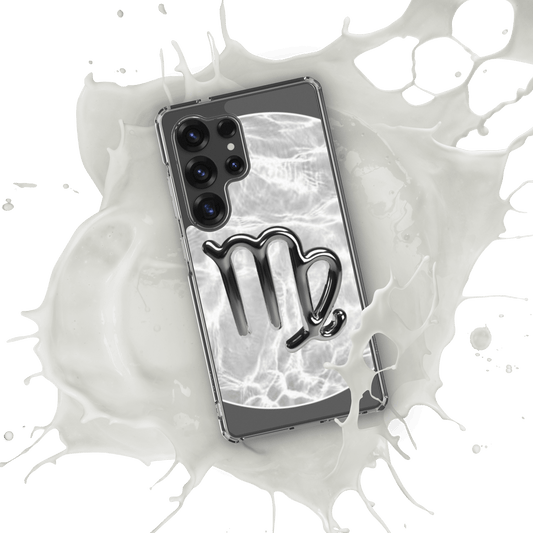 Zodiac Virgo Samsung Phone Case in Ripple Marble design, showcasing clarity and elegance with a polished finish.