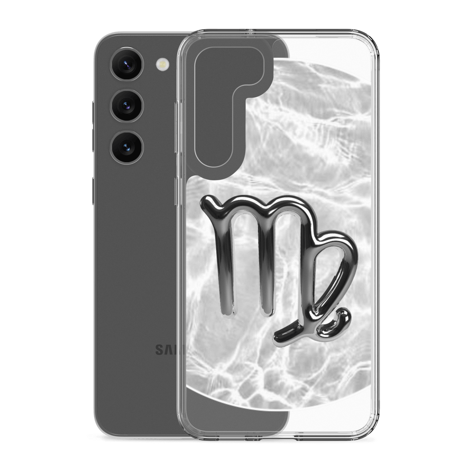 Virgo Samsung Phone Case with Ripple Marble finish showcasing sleek design and refined zodiac symbol.