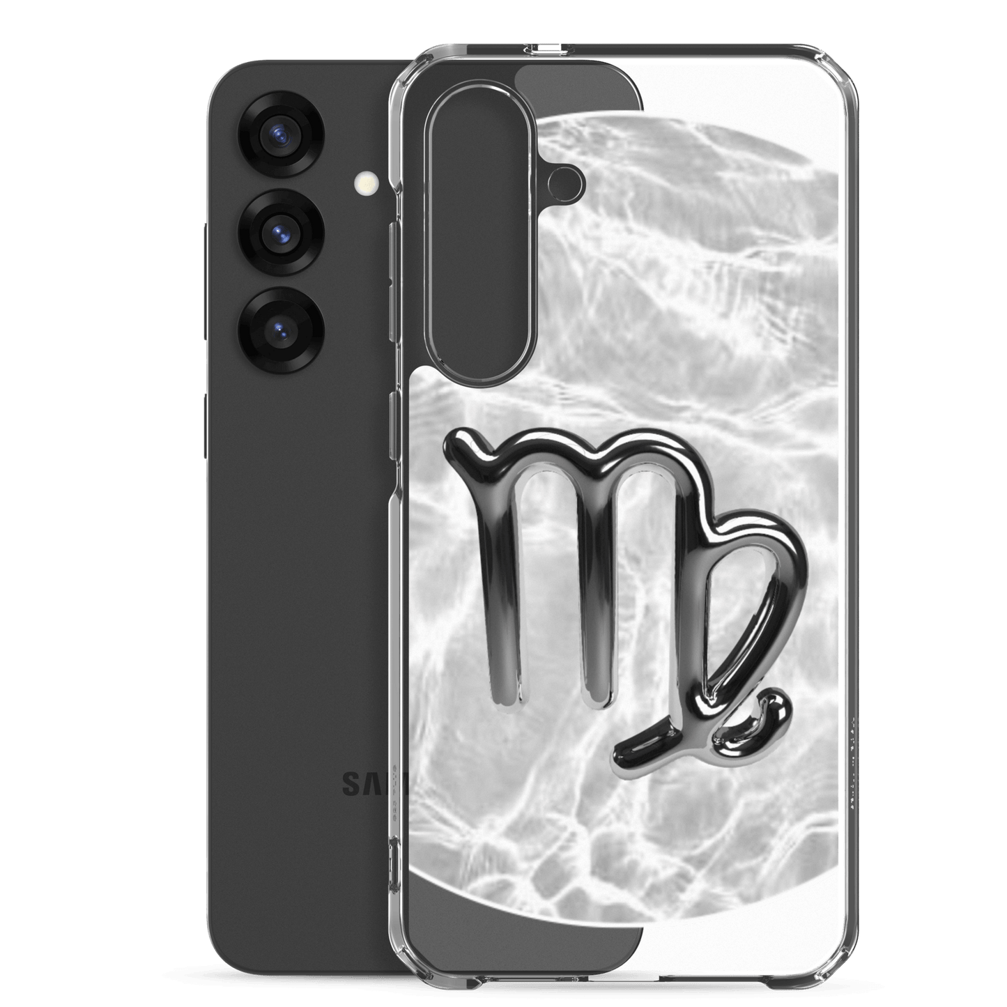 Zodiac Virgo Samsung Phone Case with Ripple Marble design, showcasing fluid elegance and durable protection.