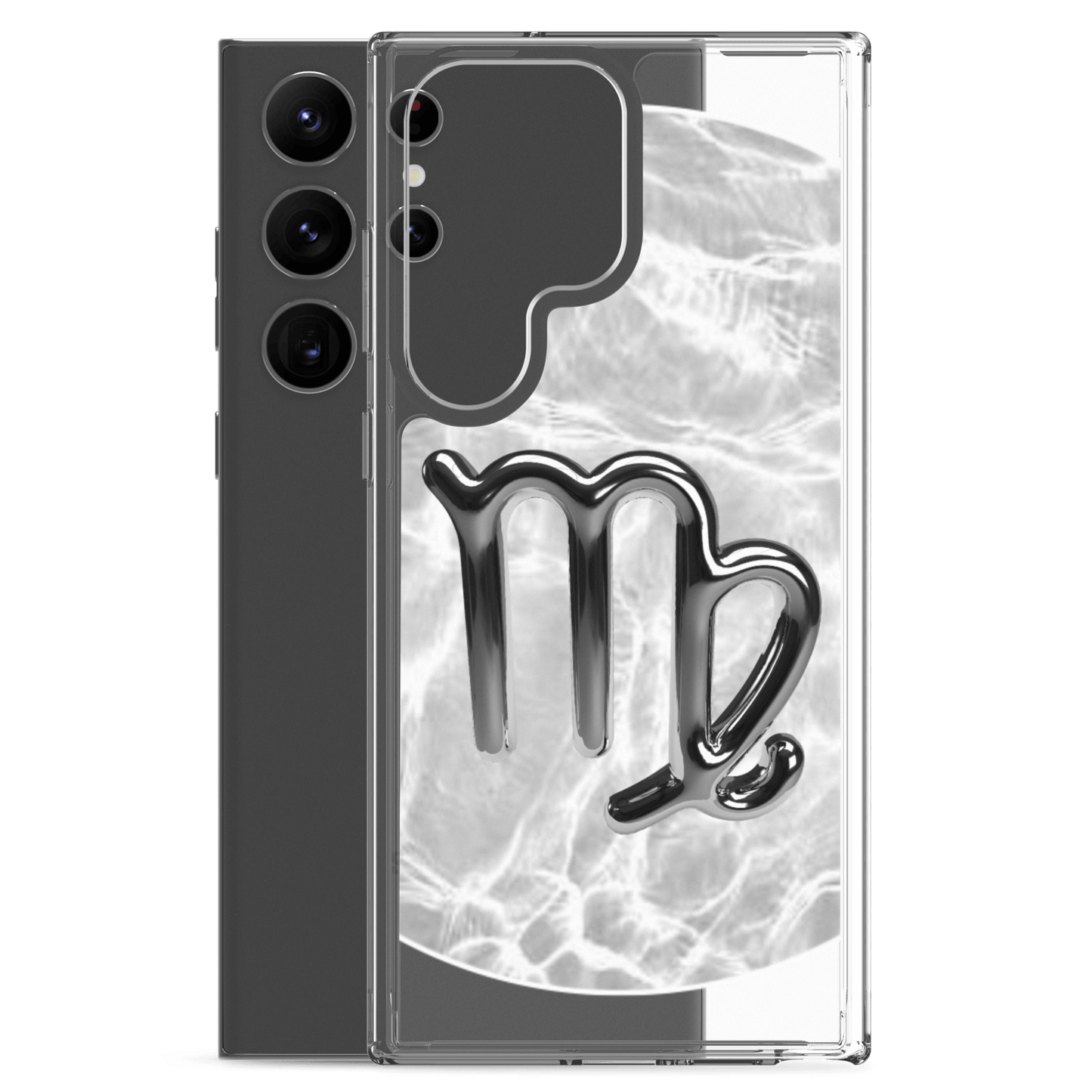 Zodiac Virgo Samsung Phone Case featuring Ripple Marble design, showcasing a sleek, modern aesthetic with protective polycarbonate.