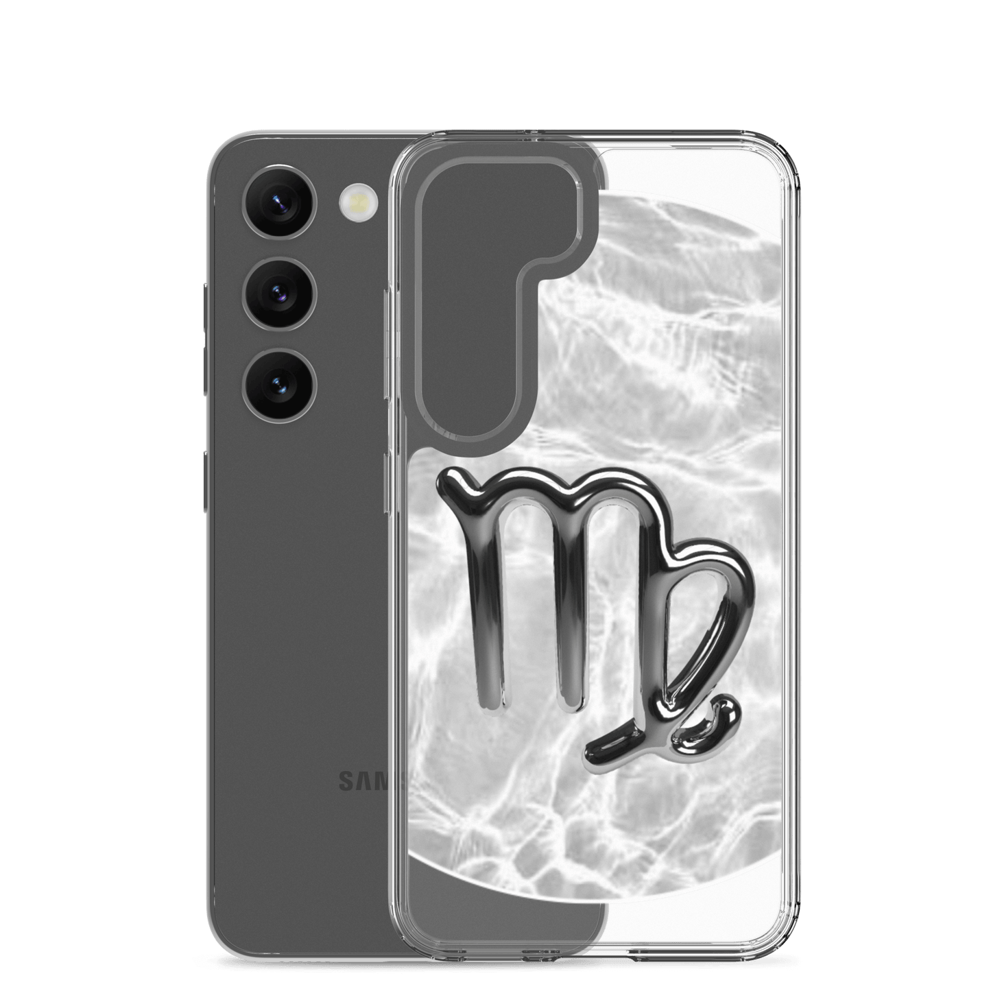 Zodiac Virgo Samsung Phone Case featuring a Ripple Marble design, showcasing clarity and elegance for your phone.