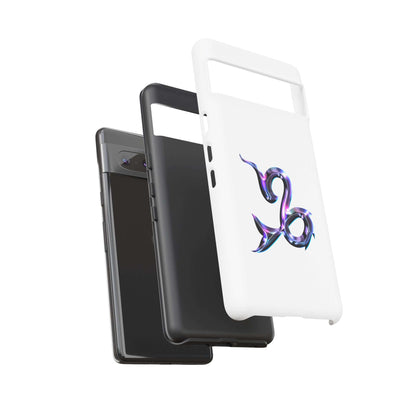 Stylish personalized zodiac phone case in white and black, featuring vibrant zodiac design for cosmic flair.