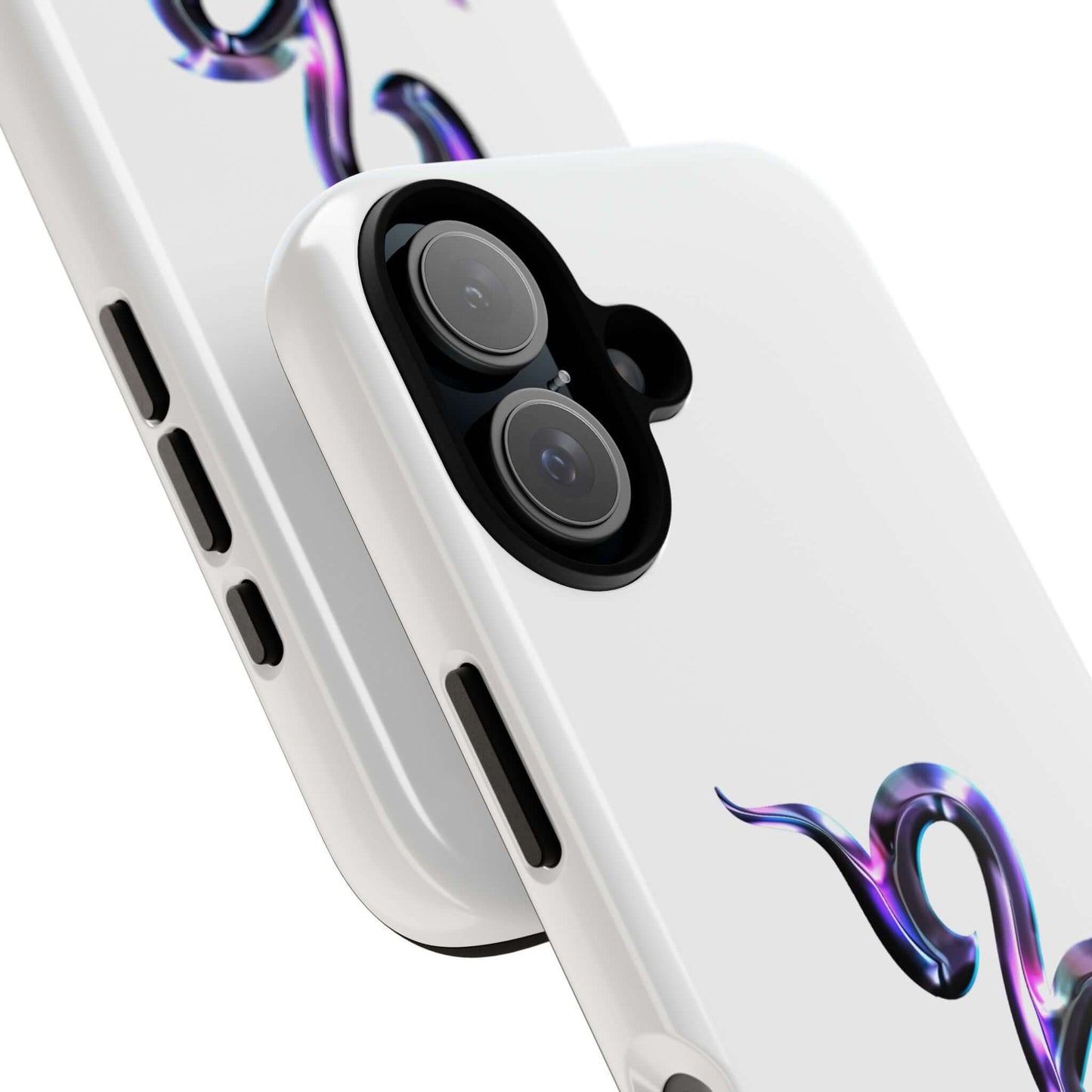 Personalized Zodiac phone case featuring a vibrant multi-color zodiac design on a sleek white background.