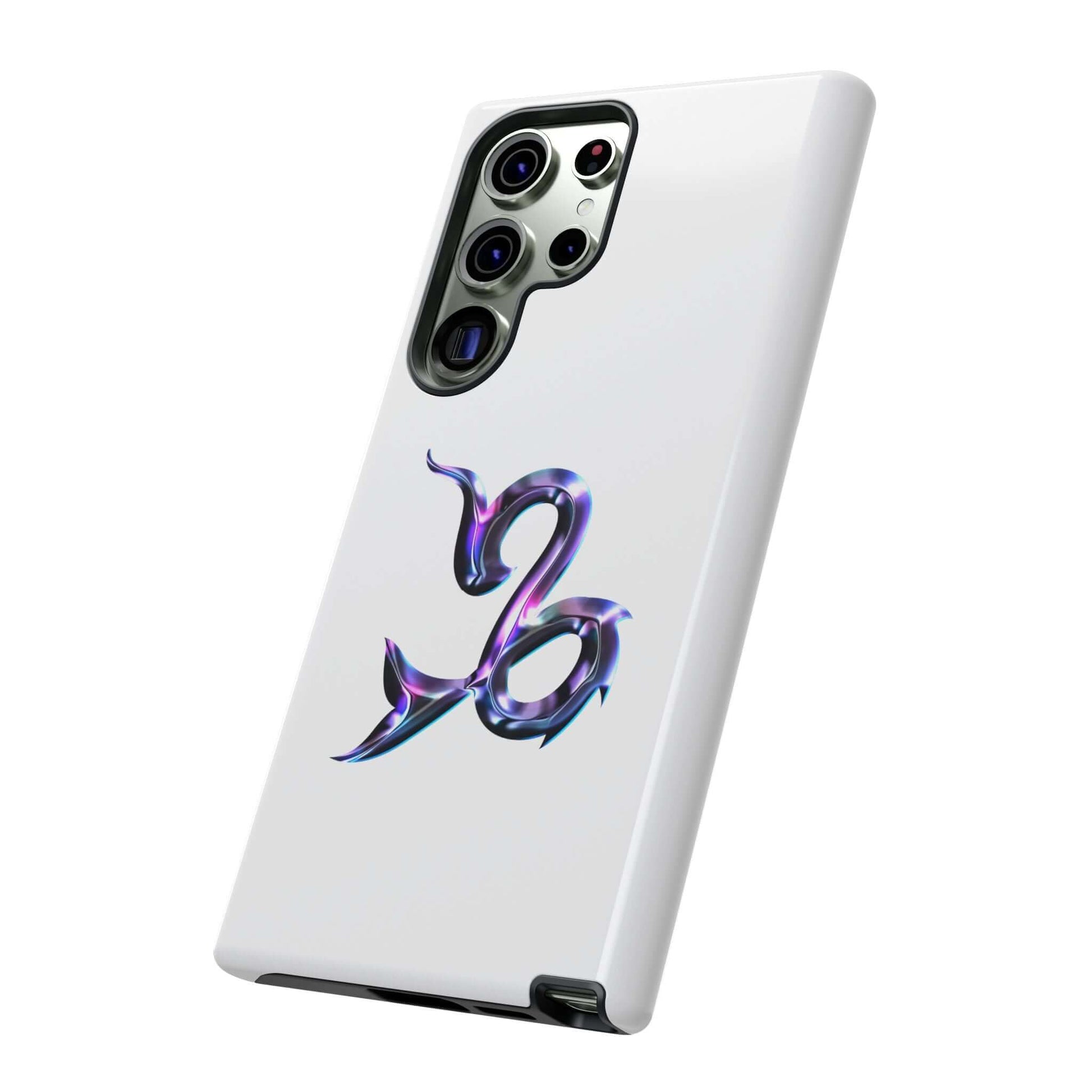 Personalized Zodiac phone case with vibrant design showcasing zodiac symbol on a sleek white background.