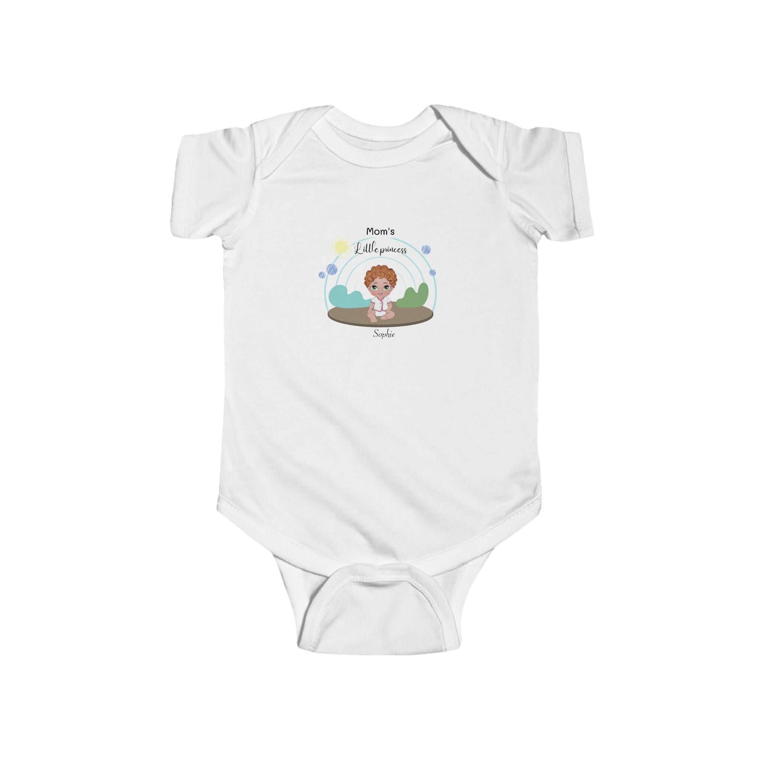 Customizable infant bodysuit with playful design, perfect for newborns and thoughtful gifts.
