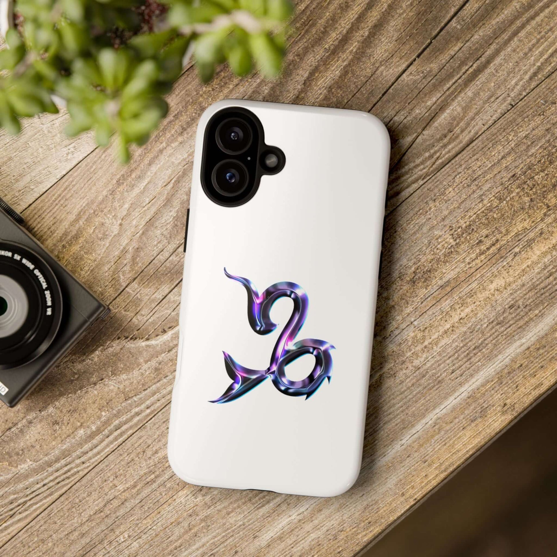 Personalized Capricorn zodiac phone case featuring a vibrant multi-color design on a white background.