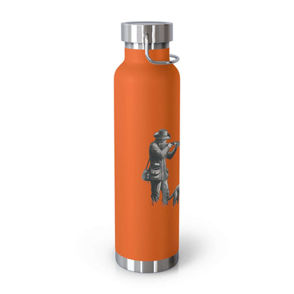 Personalized copper vacuum insulated bottle with hunter and dog design, perfect for outdoor adventures.
