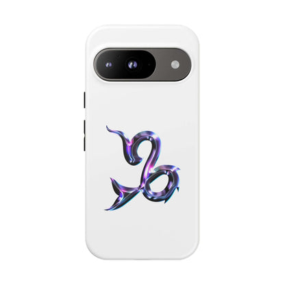 Personalized Zodiac phone case featuring a vibrant Capricorn design on a white background.
