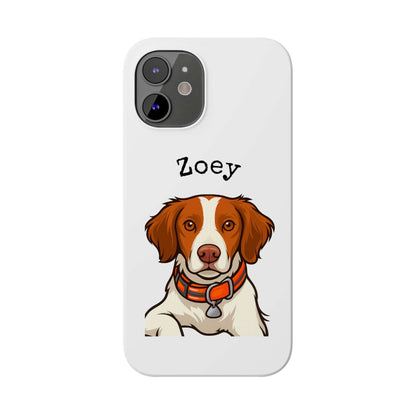 Custom cartoon phone case featuring a portrait of a dog named Zoey with a stylish collar, perfect for dog lovers.