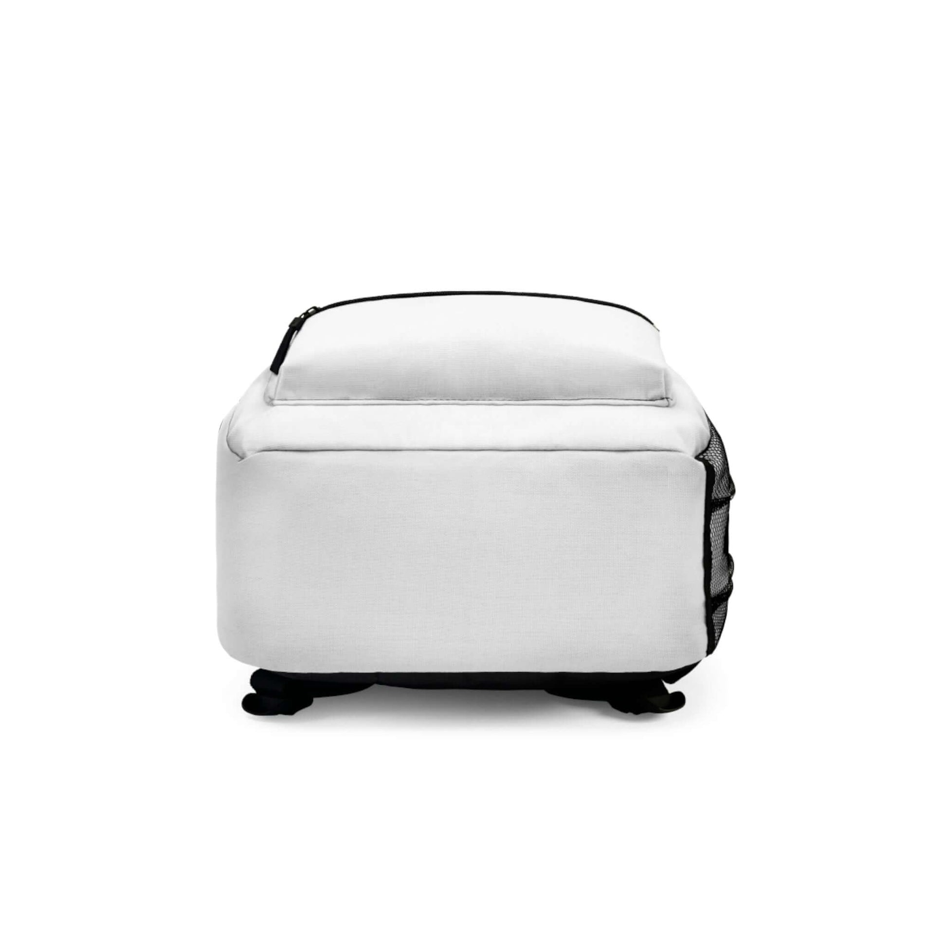 Customizable stylish backpack in white, perfect for everyday use and personal flair.