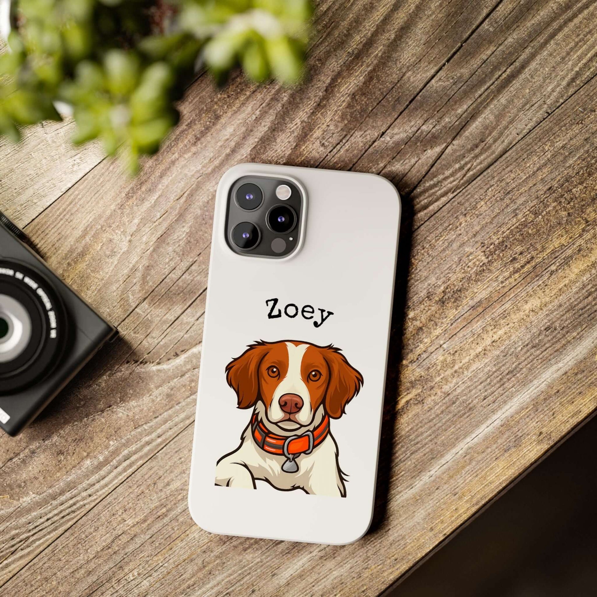 Custom cartoon phone case featuring a dog named Zoey, perfect for pet lovers and stylish protection.
