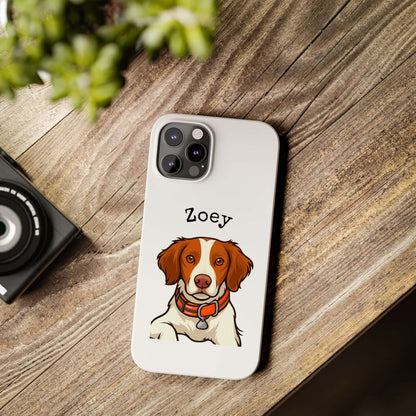 Custom cartoon phone case featuring a dog named Zoey, perfect for pet lovers and stylish protection.