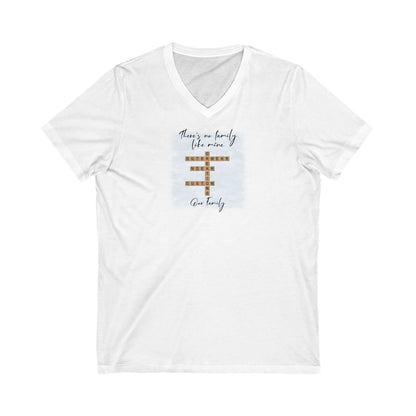Customizable family quote t-shirt with v-neck featuring a heartfelt message design.
