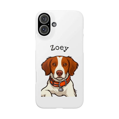 Custom cartoon phone case featuring a dog with the name 'Zoey' in a playful design.