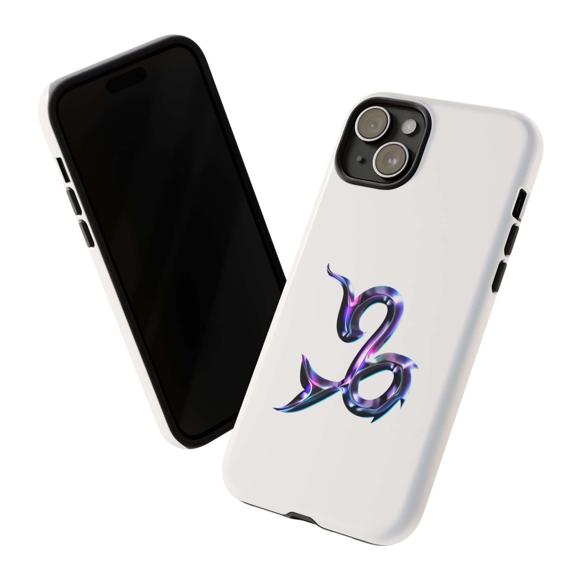 Stylish personalized Zodiac phone case featuring a colorful Capricorn design on a white background.