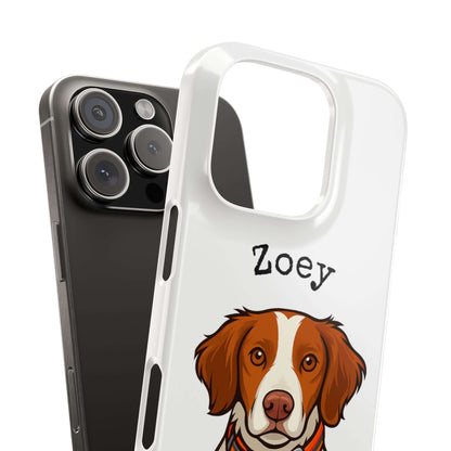 Custom cartoon dog phone case featuring a personalized pet portrait of Zoey in vibrant colors.