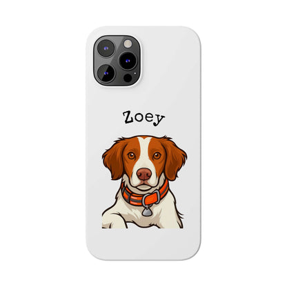 Custom dog cartoon phone case featuring a portrait of a dog named Zoey, perfect for pet lovers.