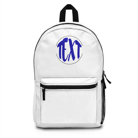 Personalized stylish white backpack with custom text and durable design for everyday use.