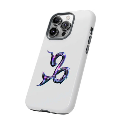 Personalized Zodiac phone case featuring a vibrant Capricorn design on a sleek white background.