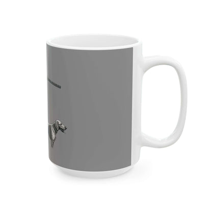 Gray personalized hunting mug featuring a stylish design, perfect for outdoor enthusiasts and coffee lovers.