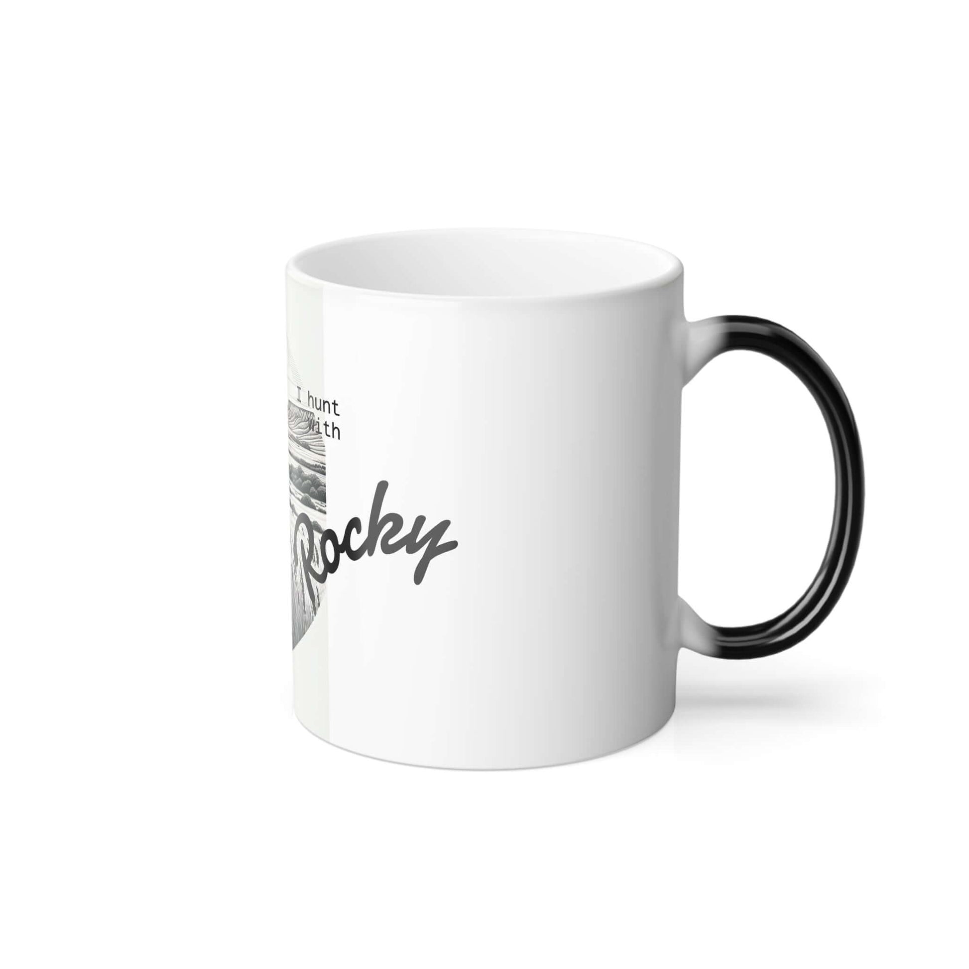 Personalized vintage color morphing mug featuring outdoors design with heat-reactive art.
