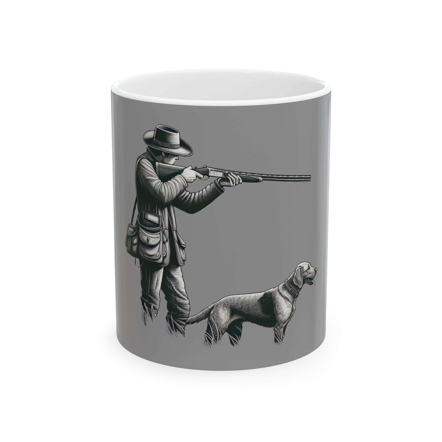 Gray Hunting Mug for Outdoorsmen – Personalized Ceramic Gift