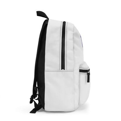 Personalized stylish backpack in white, featuring durable design and practical pockets for everyday use.