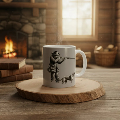 Gray Hunting Mug for Outdoorsmen – Personalized Ceramic Gift