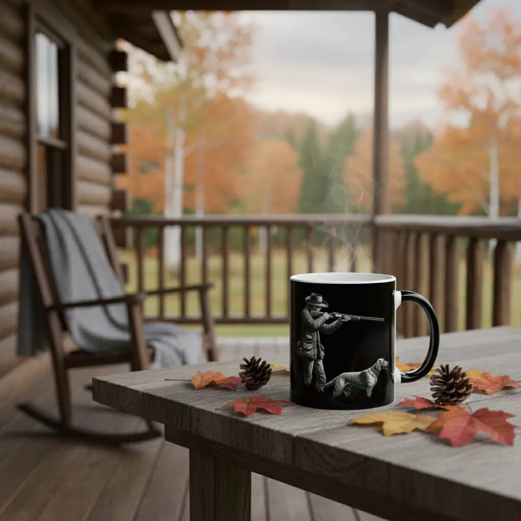 Black Hunting Mug for Outdoorsmen – Personalized Ceramic Gift