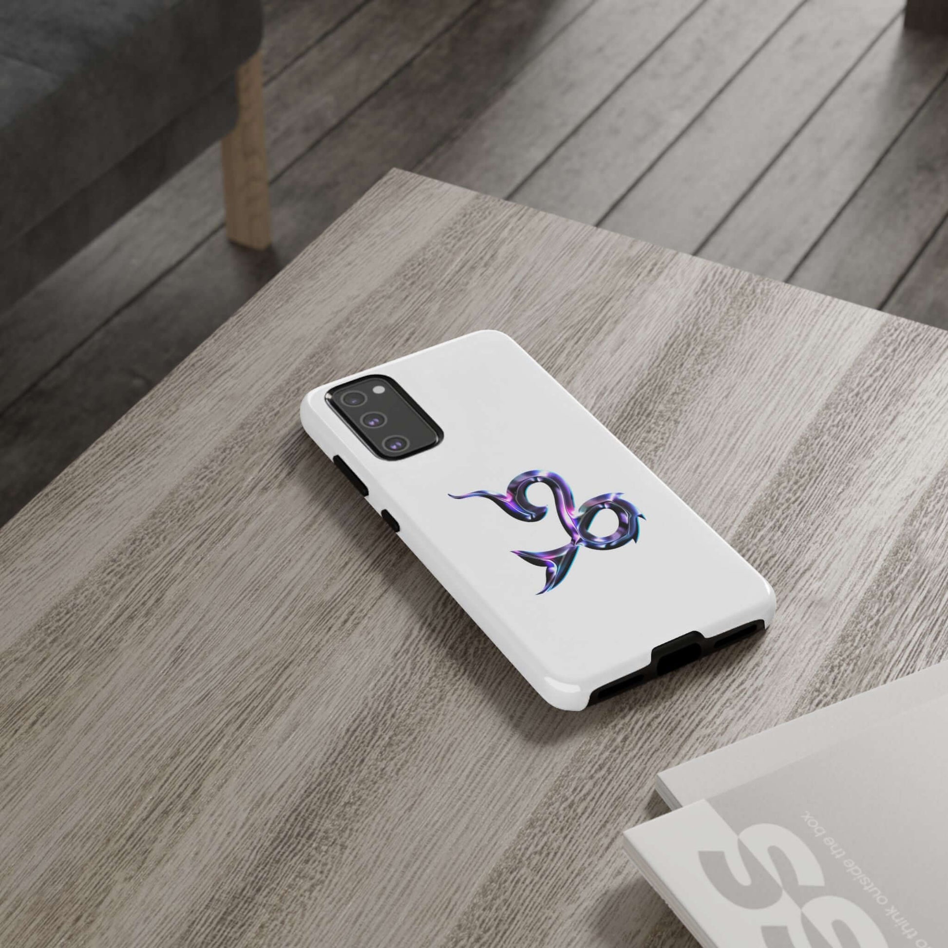 Personalized Zodiac phone case featuring a vibrant Capricorn design on a white background, stylish and protective.