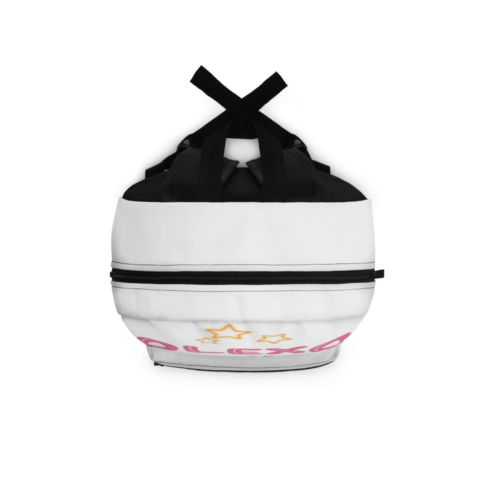 Personalized kids unicorn backpack in white with pink accents, perfect for preschool and elementary school.