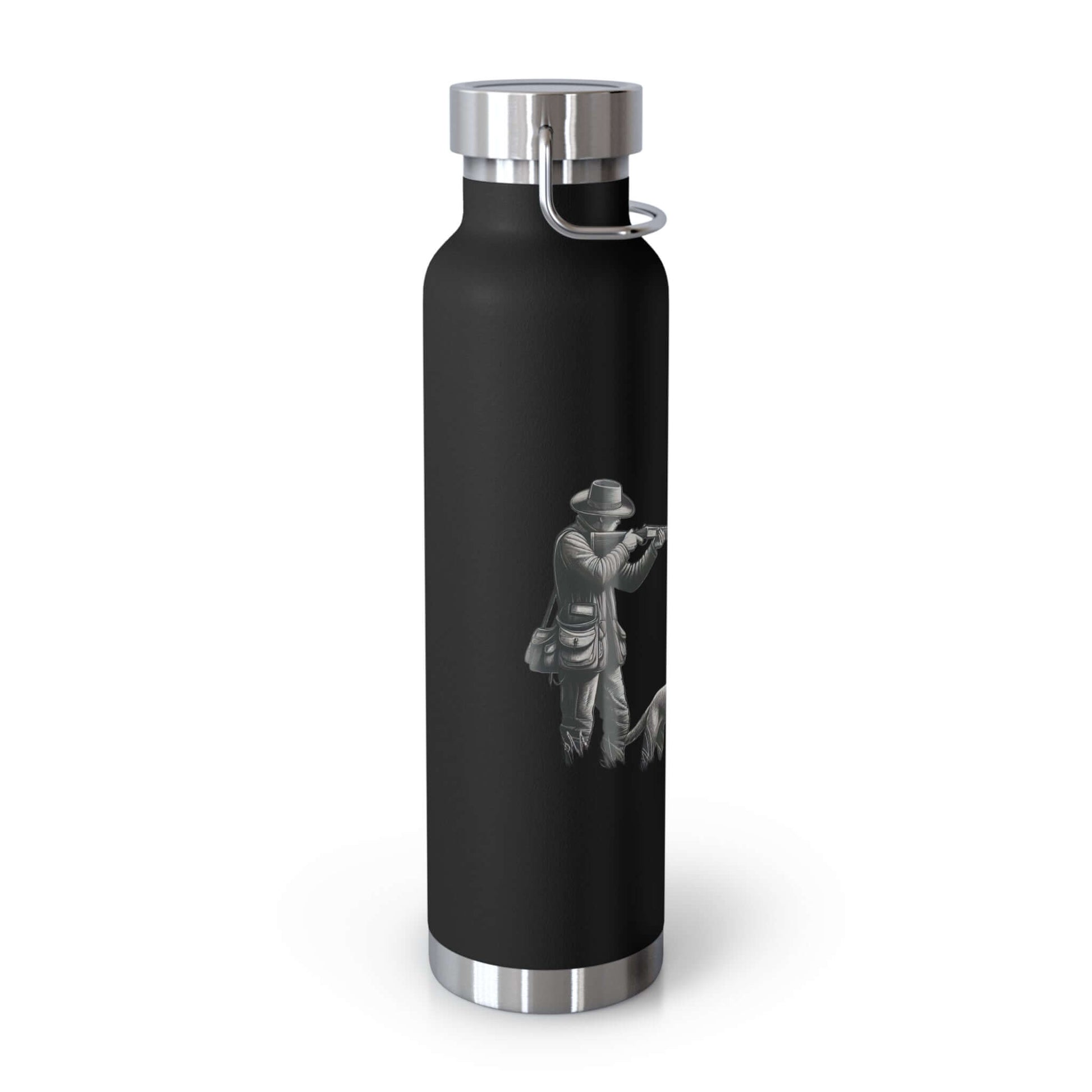 Personalized copper vacuum insulated bottle featuring a hunter graphic, perfect for outdoor adventures.