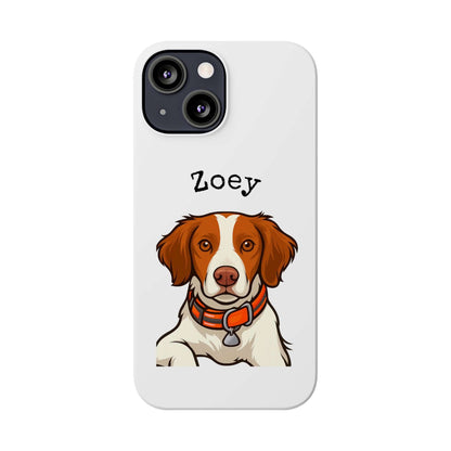 Custom cartoon phone case featuring a dog named Zoey, with a glossy finish and playful design.