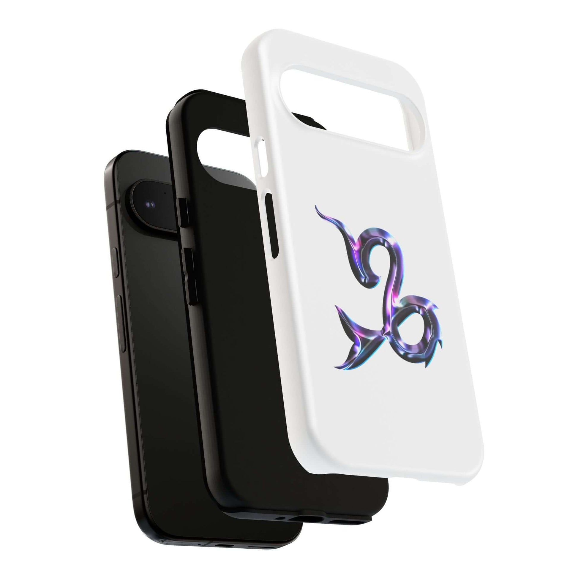 Stylish personalized zodiac phone cases featuring vibrant multi-color zodiac designs on black and white backgrounds.