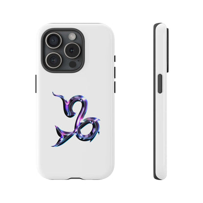 Personalized Capricorn Zodiac phone case featuring a vibrant multi-color design on a sleek white background.