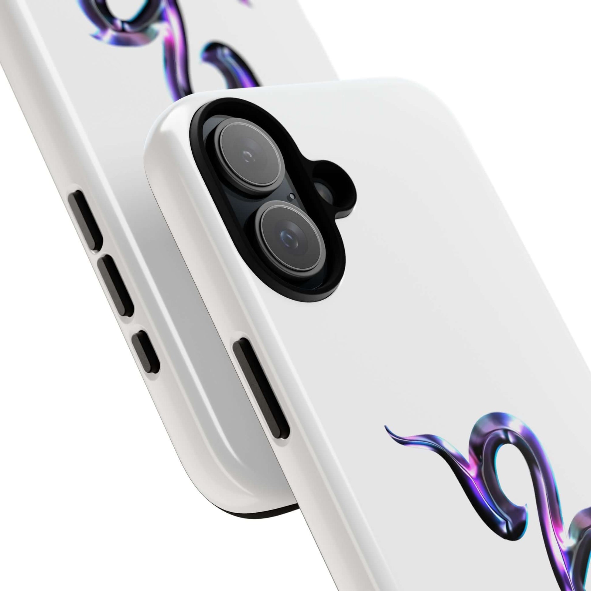 Stylish personalized Zodiac phone case featuring a vibrant snake design on a white background.