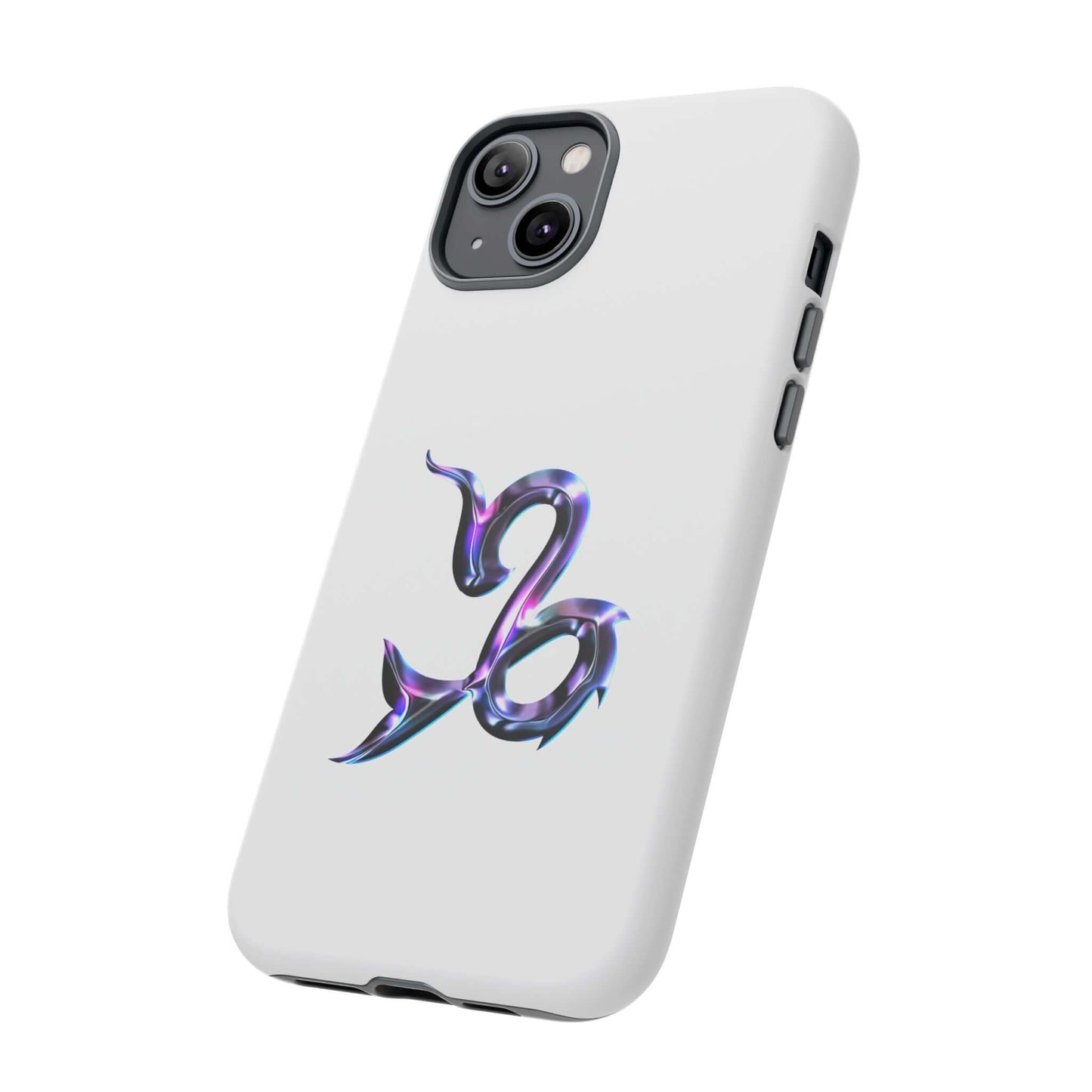 Personalized zodiac phone case featuring a vibrant Capricorn design on a white background.