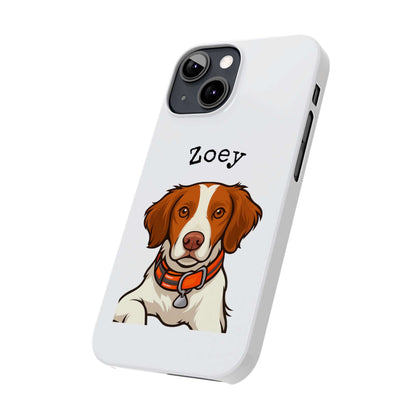 Custom cartoon phone case featuring a dog named Zoey, perfect for dog lovers.