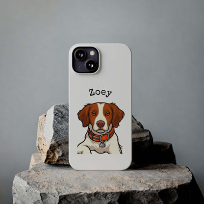 Custom cartoon phone case featuring a dog named Zoey, stylish and protective design, perfect for dog lovers.
