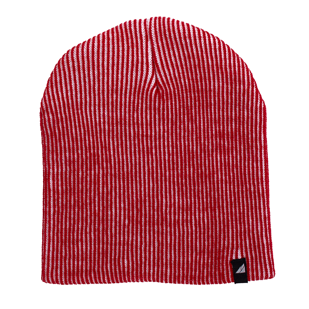 Adult Acrylic Beanie – Soft, Stretchy & Purposeful in red and white ribbed knit design.