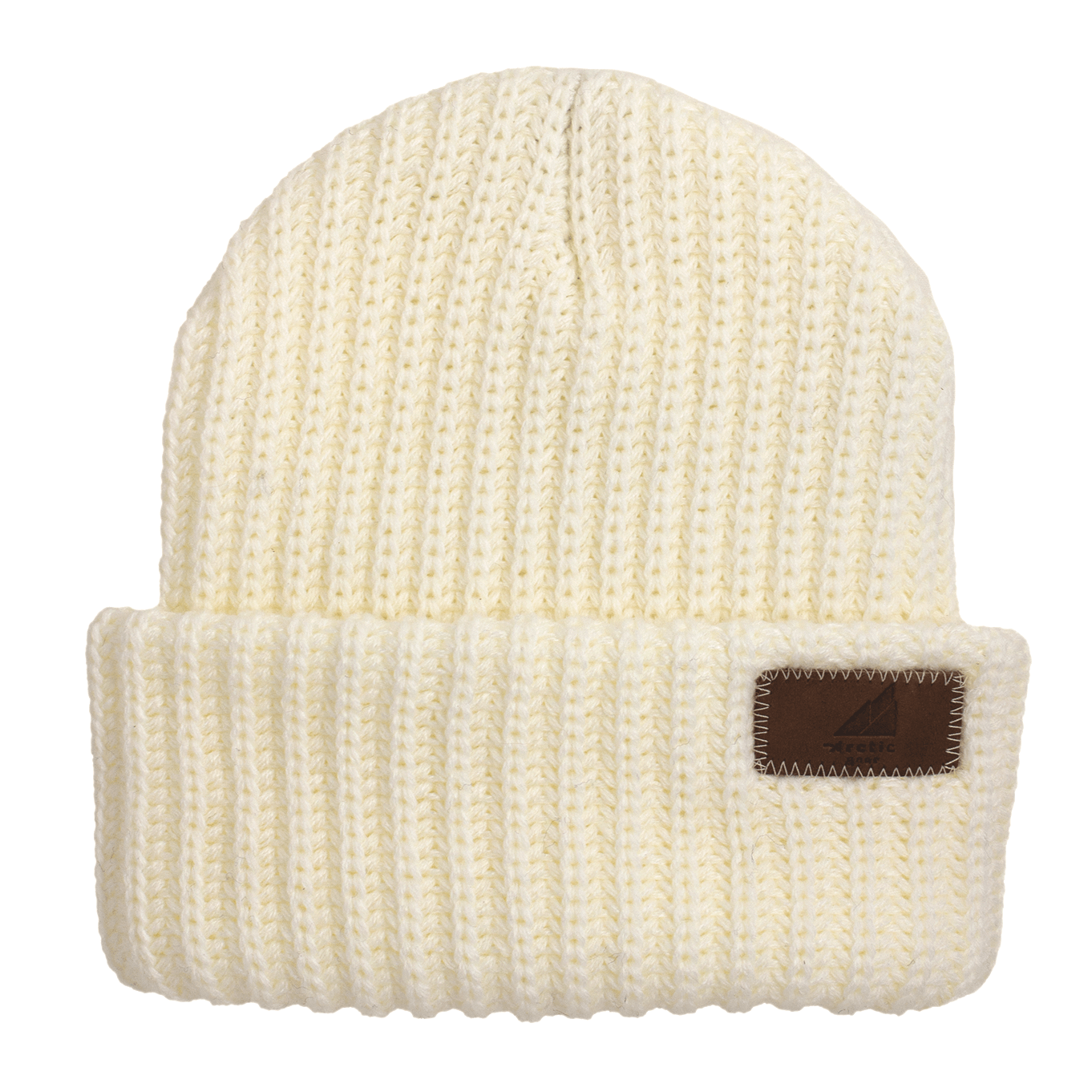 Child Acrylic Ribbed Cuff Hat – Soft, Stretchy & Purposeful in cream color showcasing the ribbed knit design.