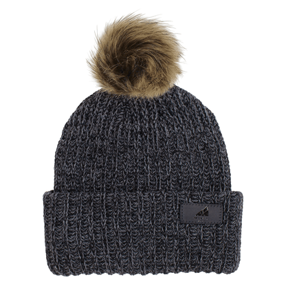 Child Acrylic Ribbed Cuff with Pom Hat – Cozy & Purposeful, soft knit beanie for kids with fur pom pom detail.