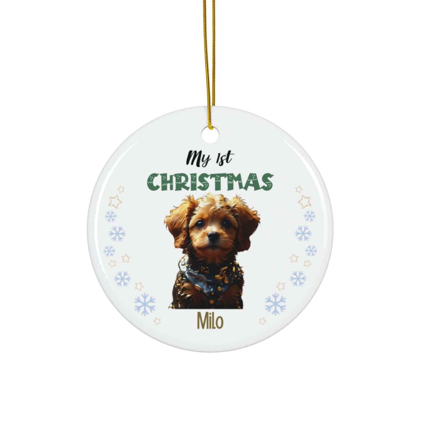 My 1st Christmas Ornament – Custom Photo in 4 Shapes featuring a pet photo with festive design.