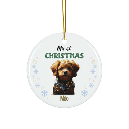 My 1st Christmas Ornament – Custom Photo in 4 Shapes featuring a pet photo with festive design.