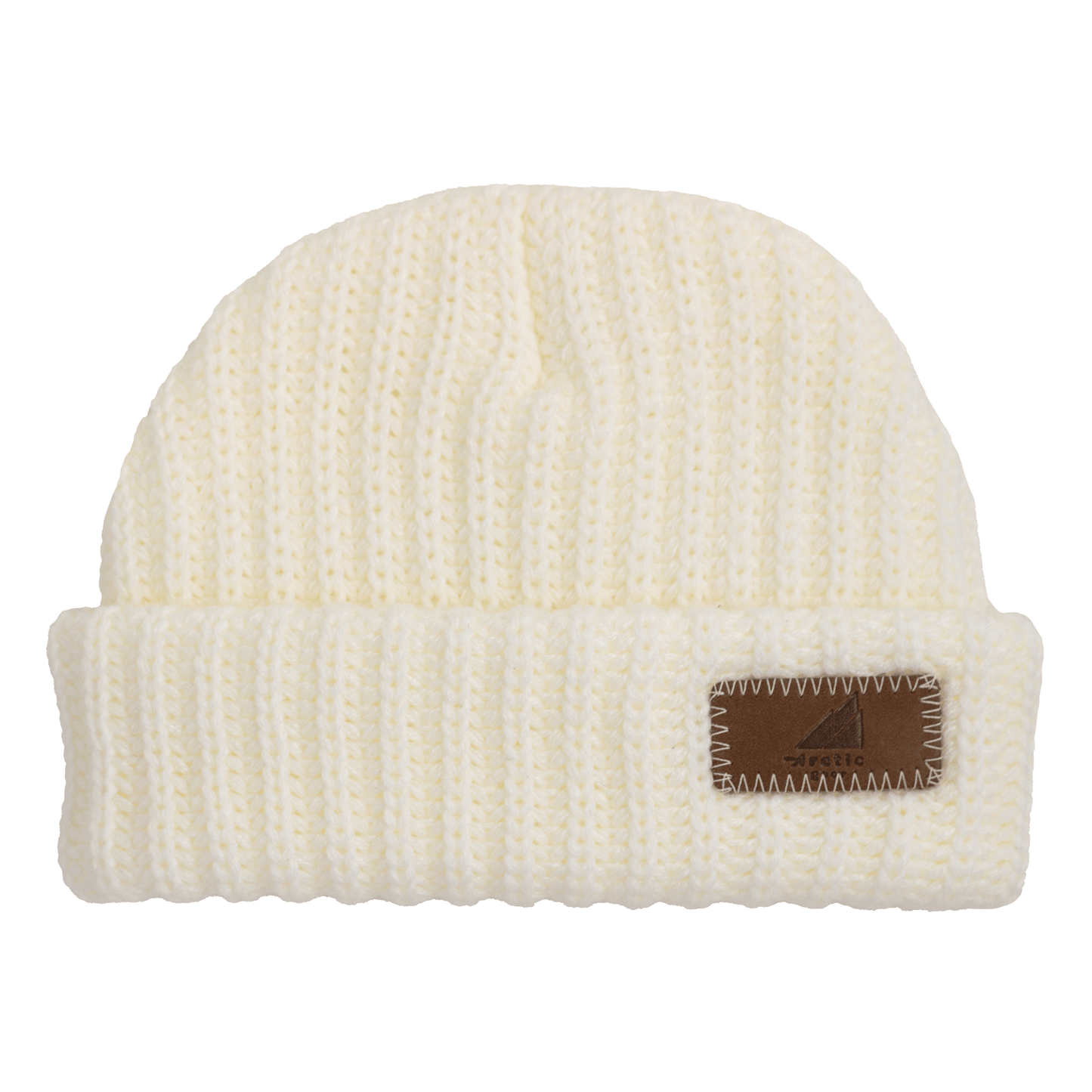 Infant Acrylic Ribbed Cuff Hat – Soft, Stretchy & Purposeful in cream color with a cozy rib-knit design.