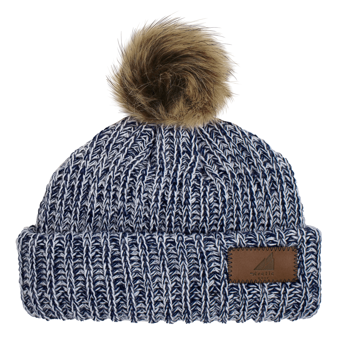 Infant Acrylic Ribbed Cuff with Pom Hat – Cozy & Purposeful, navy knitted hat with a playful pom pom on top.