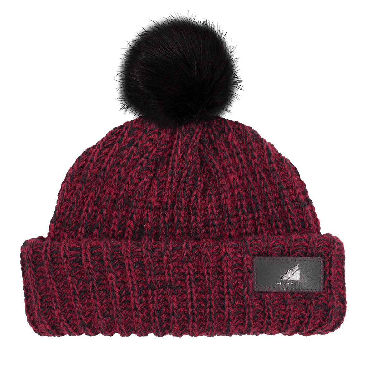 Infant Acrylic Ribbed Cuff with Pom Hat – Cozy & Purposeful in red with black pom-pom, perfect for winter wear.