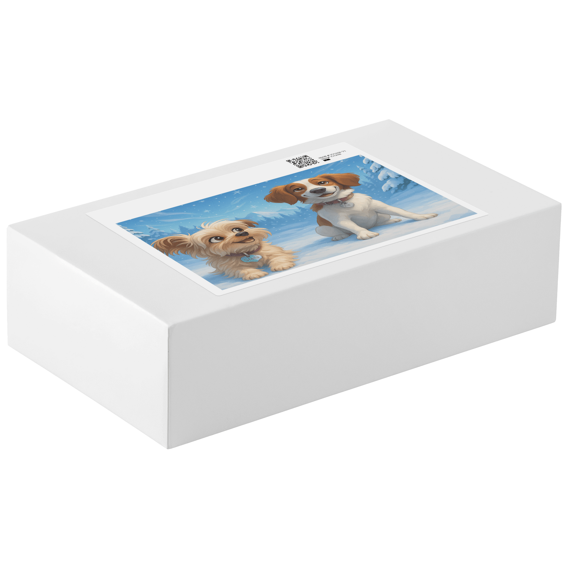 Winter Cartoon Puzzle – Personalized Keepsake for Kids & Families (4 Sizes) box featuring playful dog illustration.